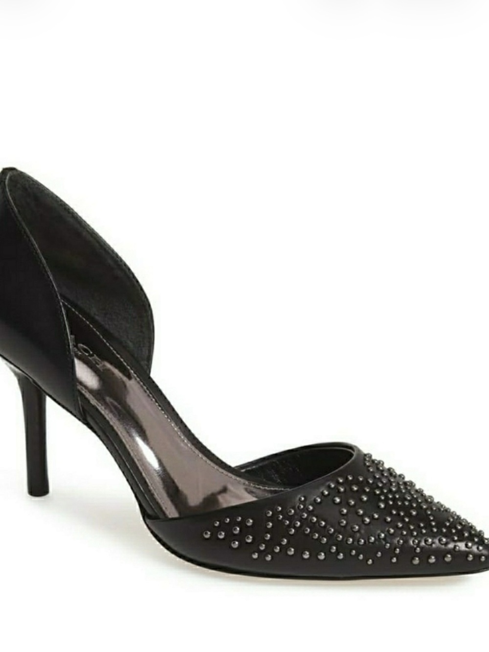 COACH Channing black leather studded heels